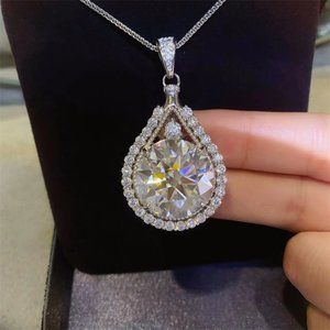 Certified 20 ct. t.w. New Diamond Moissanite Drop Necklace